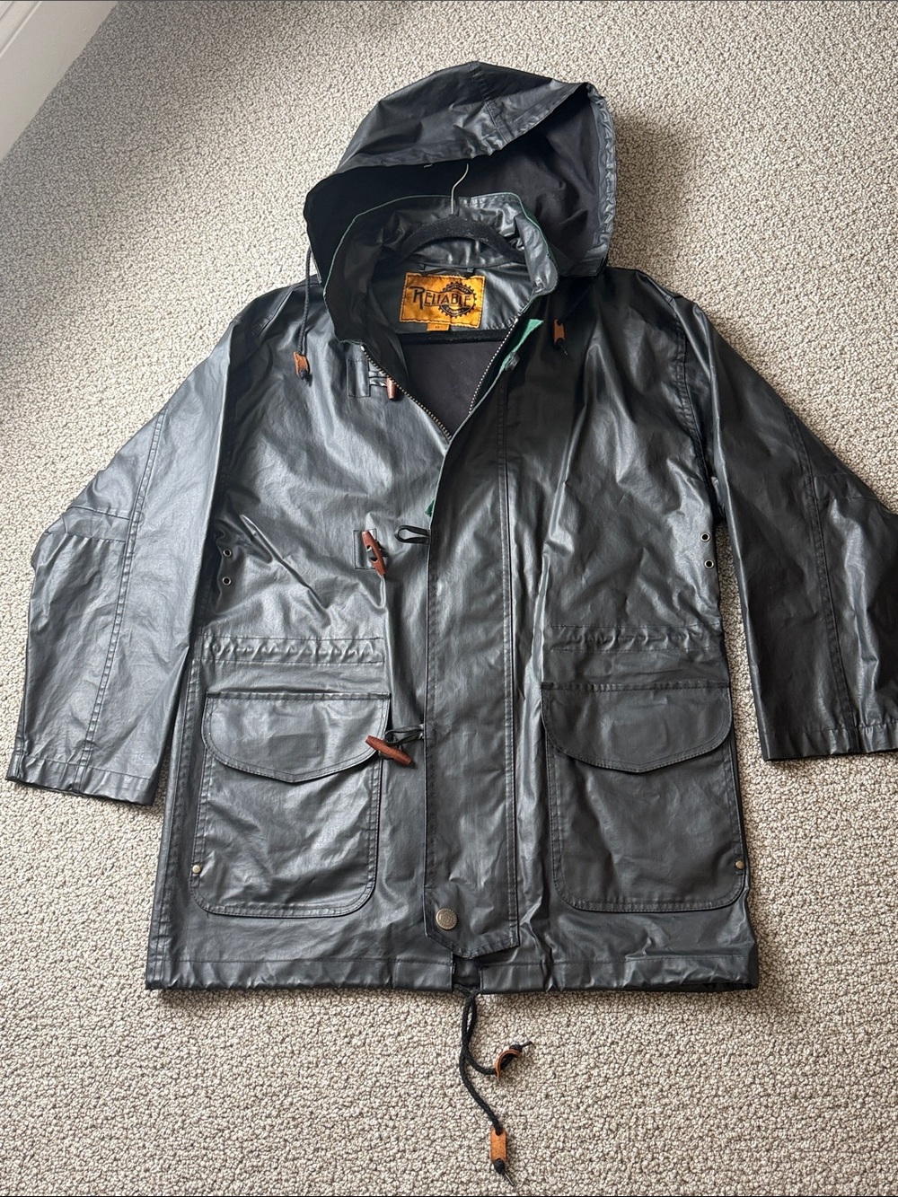 Vintage Reliable Sportswear PVC Hooded Parka Field Jacket Small